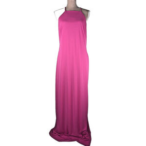 Ralph Lauren Women’s Hot Pink Halter Maxi Dress Size 16 Sleeveless Fully Lined